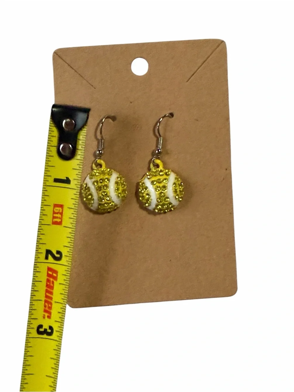 Yellow Rhinestone Tennis Ball Drop Earrings - Women Jewelry